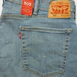 LEVI'S 505 Classic Blue Denim Straight Leg Jeans Regular Fit 42X32